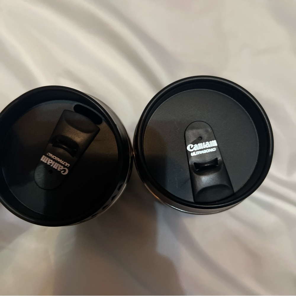 Black Camera Lense Tumblers with Lids, set of 2 - Picture 4 of 9
